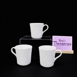 Vintage Corning Corelle ENHANCEMENT Swirl Pattern Stoneware 9oz Cup Mug Set of 3